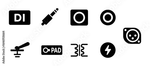 Audio equipment filled icon set. musical gadgets, accessories collection for sound systems