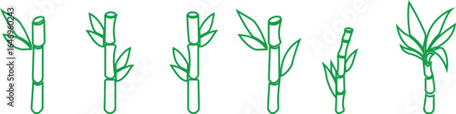 Bamboo Sugarcane line art icon set. Design elements for social network and application. on transparent background.Sugarcane stalks vector illustration of fresh sugarcane plants for agriculture.