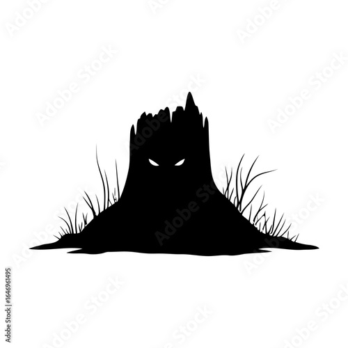 Creepy Silhouettes of Tree Stumps and Hands on White Background