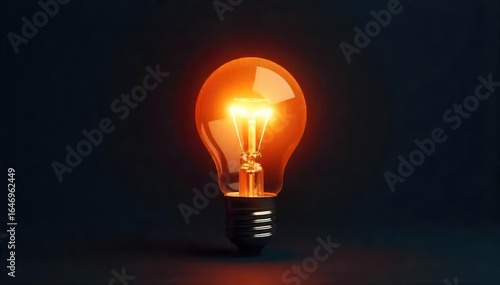 A single lightbulb glows brightly against a dark background, symbolizing a brilliant idea or innovative thought The image is minimalist and clean, perfect for conceptual projects , eureka, bright