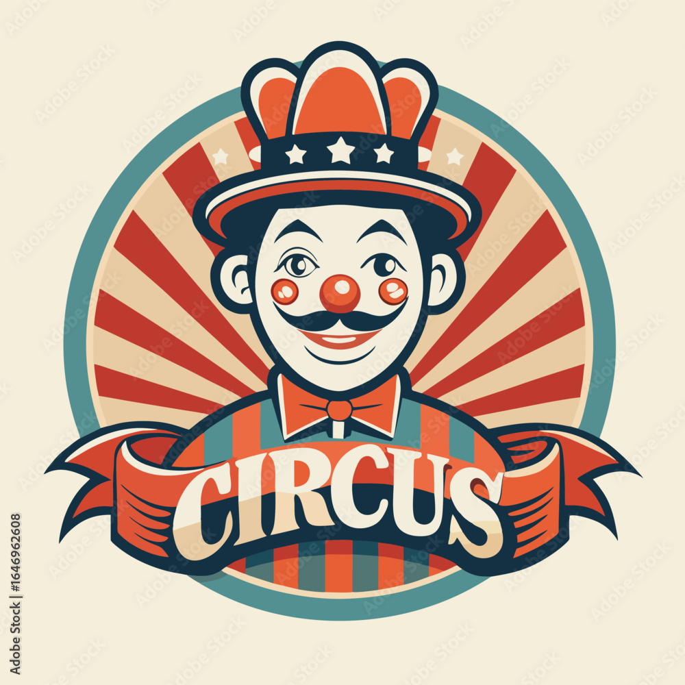 Naklejka premium design logo vector icon illustration mascot clown