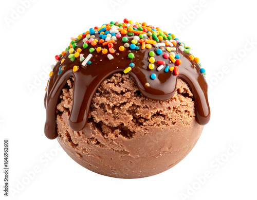 Wallpaper Mural Chocolate Coated Ice Cream Ball with Colorful Sprinkles and Drizzle, Close-Up View, Isolated on Transparent Background Torontodigital.ca