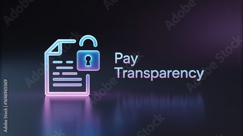 Pay Transparency: A digitally rendered illustration of a locked document, symbolizing financial openness and security. The text Pay Transparency is clearly presented, conveying trust.