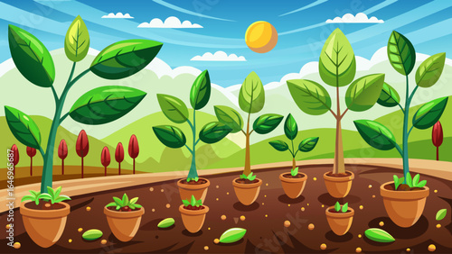 Delicate roots anchor deeply, tender shoots reach skyward, thriving on fertile earth, embodying resilience and renewal, while nature’s serene embrace nurtures every stage of this graceful, semi-realis
