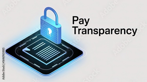 Pay Transparency and Security: A secure padlock symbolizing transparency and the protection of sensitive financial data, in a modern, minimalist style.