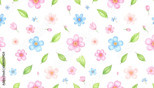Wallpaper Mural Pastel flower pattern on white background Torontodigital.ca