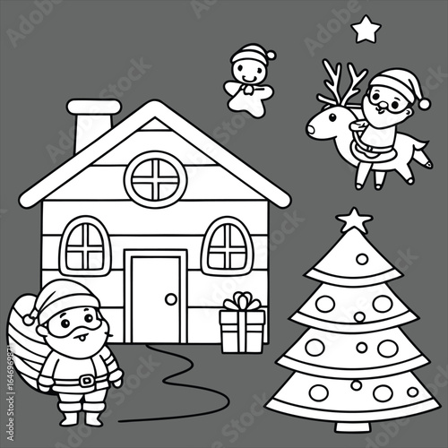 Winter Christmas composition in paper cut style .Merry Christmas text Calligraphic Lettering Vector illustration. Merry Christmas card. Winter holiday theme. Happy New Year. Christmas cartoon.	