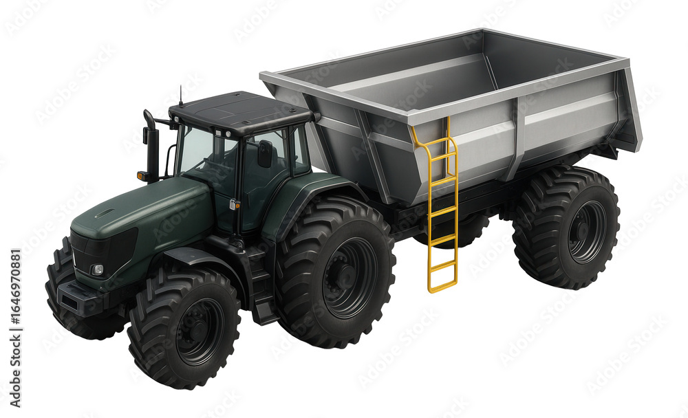 Obraz premium Tractor with a high-capacity dump trailer and integrated ladder access