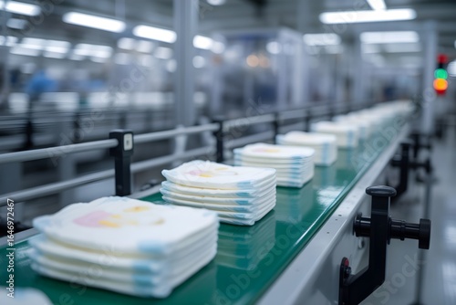 Baby diapers mass production in factory 