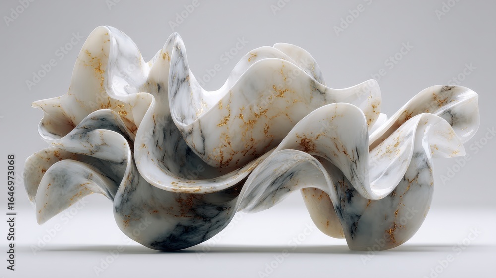 Fototapeta premium Abstract marble sculpture on a clean white background