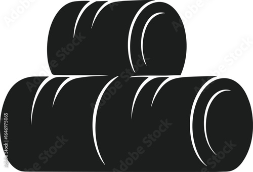 Round Hay Bale Stack Silhouette Vector for Farm and Harvest Designs