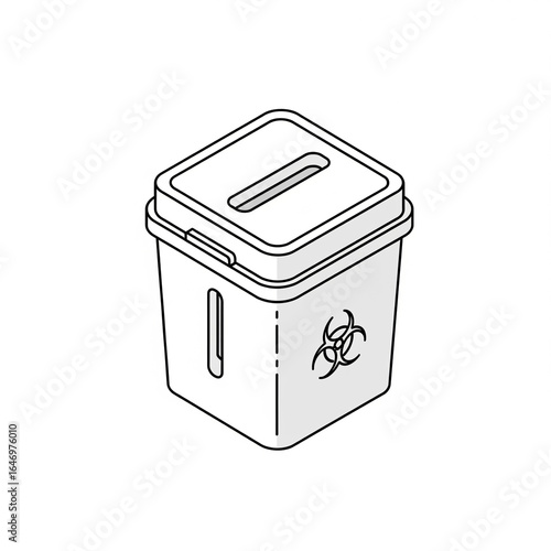 flat icon minimalistic sharp waste container safety box Isometric ilustration.