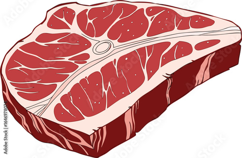 Fresh Beef Illustration in Realistic Color. Raw Beef Meat Realistic Artwork. Sliced Beef with Natural Color Illustration. High-Quality Beef Meat Illustration. Realistic Beef Cuts Artwork for Food