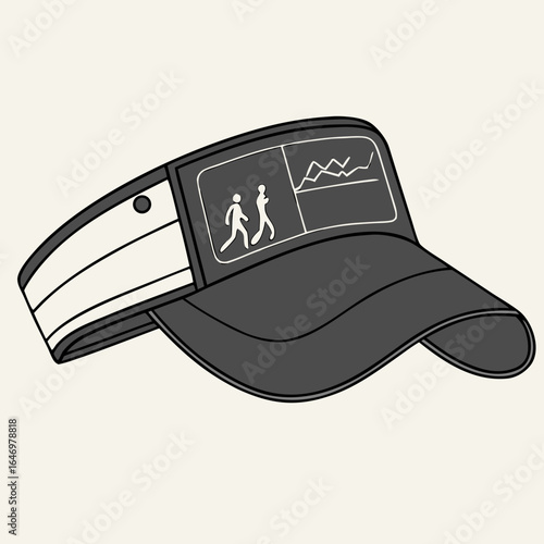 A baseball cap with a solar panel on its visor.