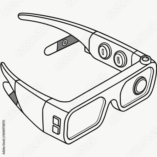 A pair of futuristic augmented reality (AR) or virtual reality (VR) glasses