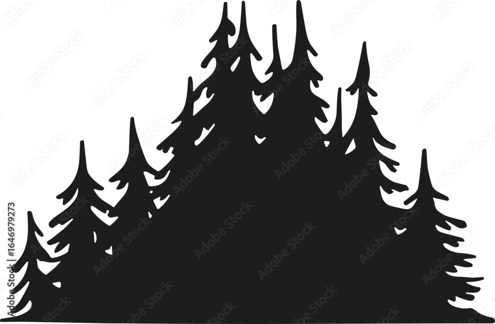 Fototapeta premium Evergreen Pine Forest Silhouette – Nature Vector Illustration