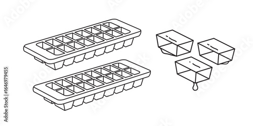 Ice cube trays editable stroke on white background. outline icon. Vector illustration EPS 10.