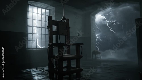 silhouette of a chair in a prison