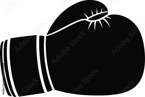 A black boxing glove, symbolizes the power, strength, and skill involved in the combat sport of boxing, ready for a fight