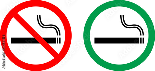 No Smoking sign. Smoking symbol area isolate on white background - printable red stop symbol set ban silhouette icon design