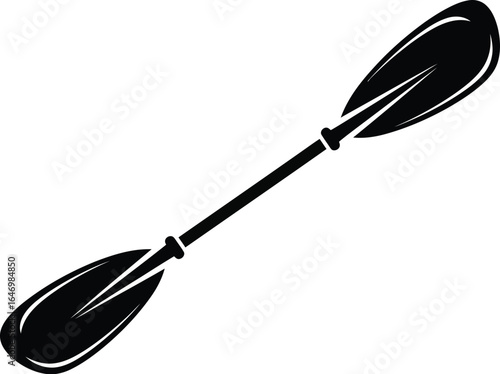 A black kayak paddle, perfect for water sports enthusiasts, travel bloggers, and outdoor adventure themes, with a clean and modern design