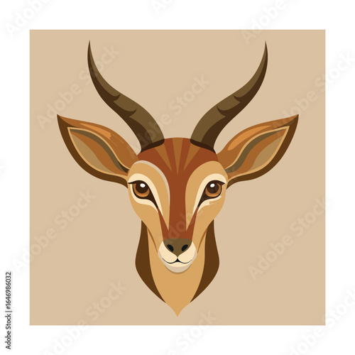 Close Up Portrait Of A Stylized Gazelle Face antelope