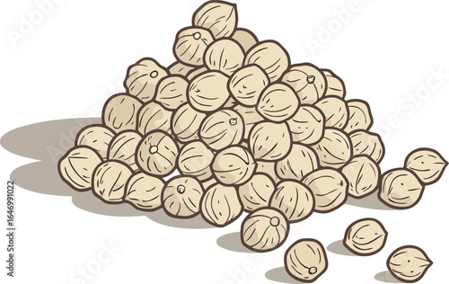 Realistic Chickpeas Illustration. Fresh Chickpeas Artwork on White Background. Chickpeas Close-Up Illustration. Organic Chickpeas Detailed Artwork. Chickpeas for Cooking Realistic Illustration