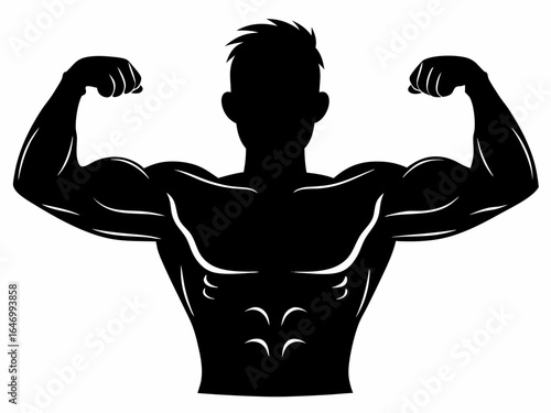 man showing muscular body silhouette