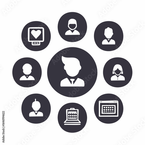 Solid glyph vector icon set of social media logos in bold monochrome style, perfect for web buttons and mobile app shortcuts.