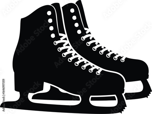 Silhouette of ice skates, a classic symbol of winter sports, recreation, and the elegance of gliding ice, perfect for seasonal designs