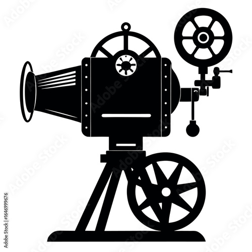 Photo of vintage film projector on white