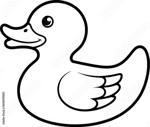 A simple line drawing of a rubber ducky with a black outline and white fill on a white background