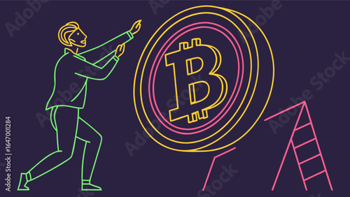 Bitcoin cryptocurrency investment strategy and financial growth concept illustration
