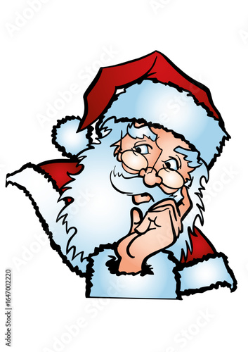 Happy Santa Claus with a big white beard and dressed in red and white