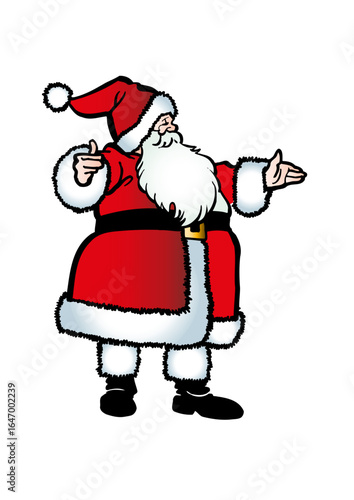 Happy Santa Claus with a big white beard and dressed in red and white