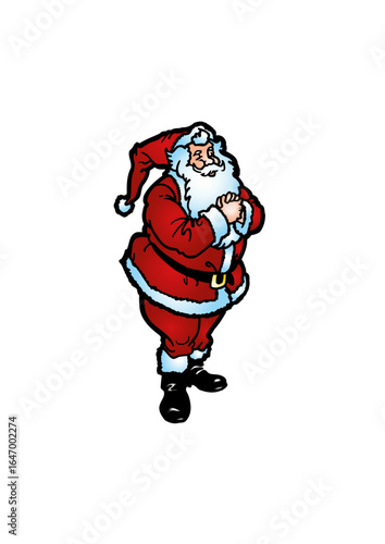 Santa Claus with a big white beard and dressed in red and white