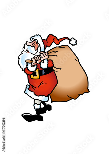 Santa Claus (Father Christmas) carries a sack of gifts