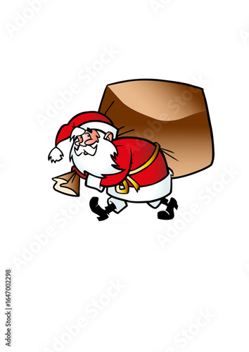Santa Claus (Father Christmas) carries a sack of gifts
