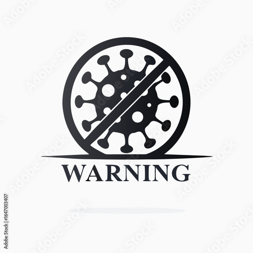 Virus Warning Sign, Crossed Out Symbol on White Background, Virus Restriction