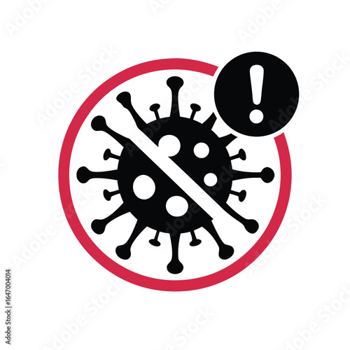 Virus Silhouette with Prohibited Symbol on a White Background