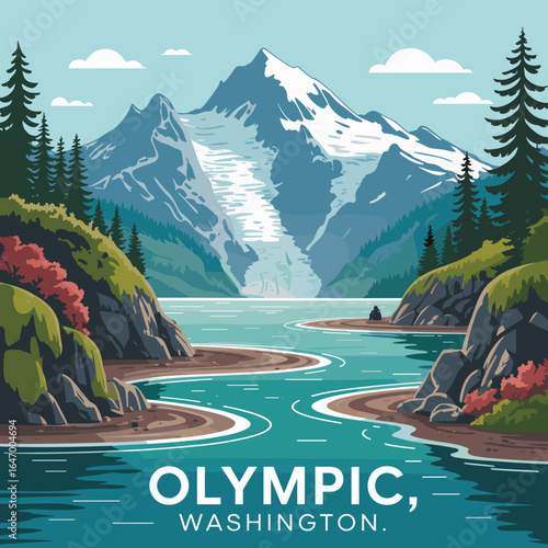 Olympic National Park Coastal Glacier Landscape Poster
