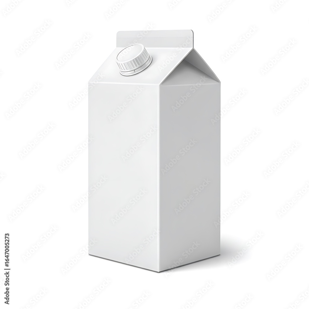 Blank White Milk Carton Beverage Packaging Container With Screw Cap Blank White Milk Carton Beverage Packaging Container With Screw Cap