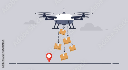 Drone Delivering Packages to Location Pin