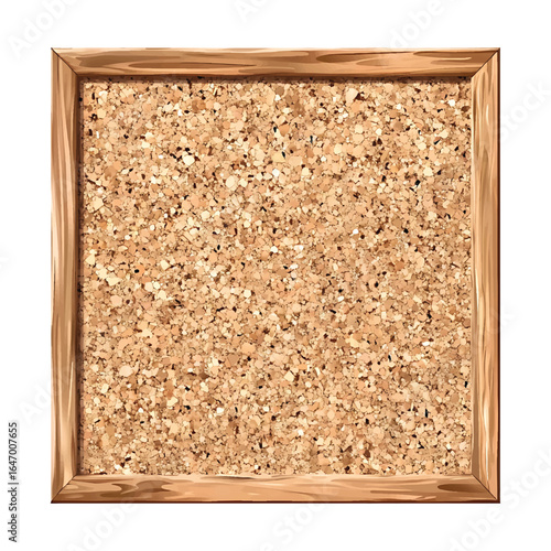 Square corkboard with a wooden frame on a white background watercolor vector transparent background cutout