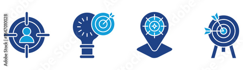 target Icon Set Multiple concept Collection. solid glyph vector