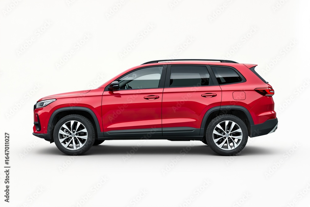 Red SUV car isolated on a white background. Side view Red SUV car isolated on a white background. Side view
