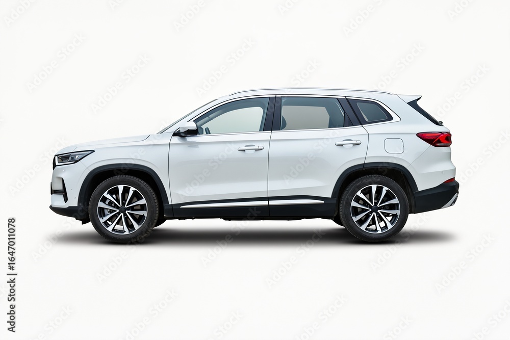 Obraz premium White SUV car isolated on a white background. Side view