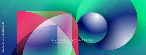 Abstract vibrant design features overlapping shapes, gradients. Colors blend smoothly creating modern visual effect. Text reads background design.