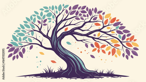 Colorful tree illustration for nature lovers and tree art enthusiasts seeking unique tree designs online now