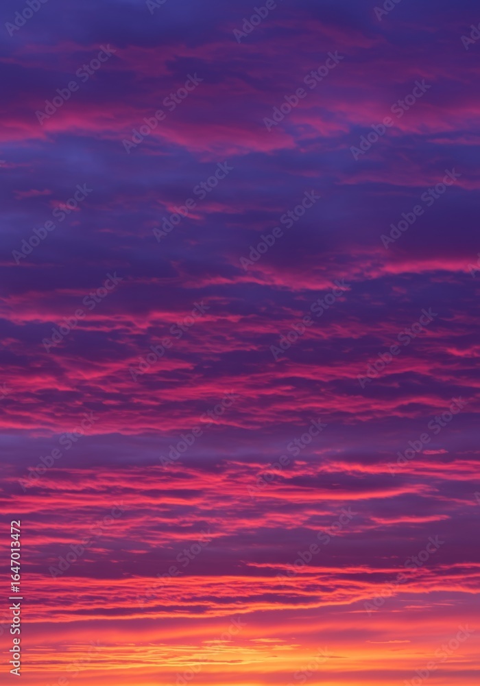 Obraz premium A vibrant sunset with streaky purple and pink clouds.